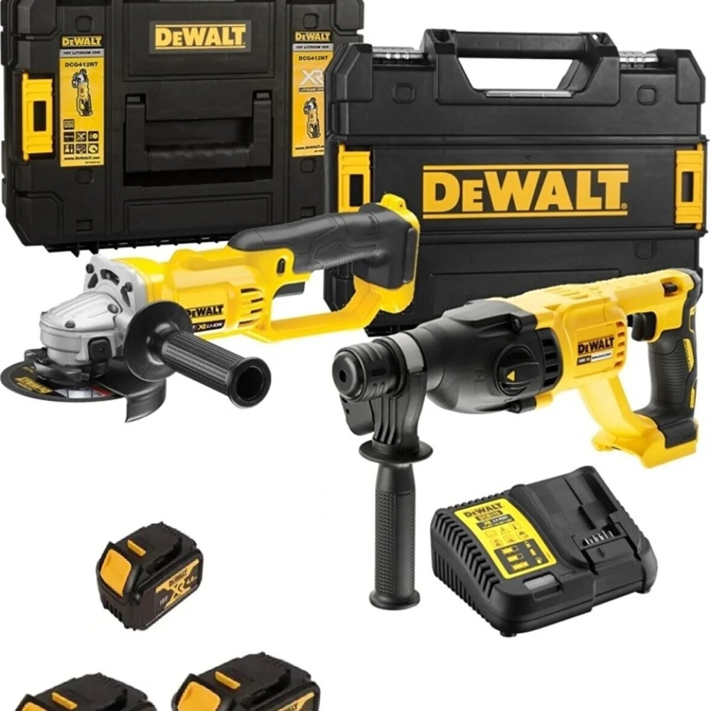 Dewalt DCH133NT Şarjlı Kırıcı Delici 2.6J+DCG412 Şarjlı Avuç Taşlama+3x 4AH Akü+1x Dolum Cihazı