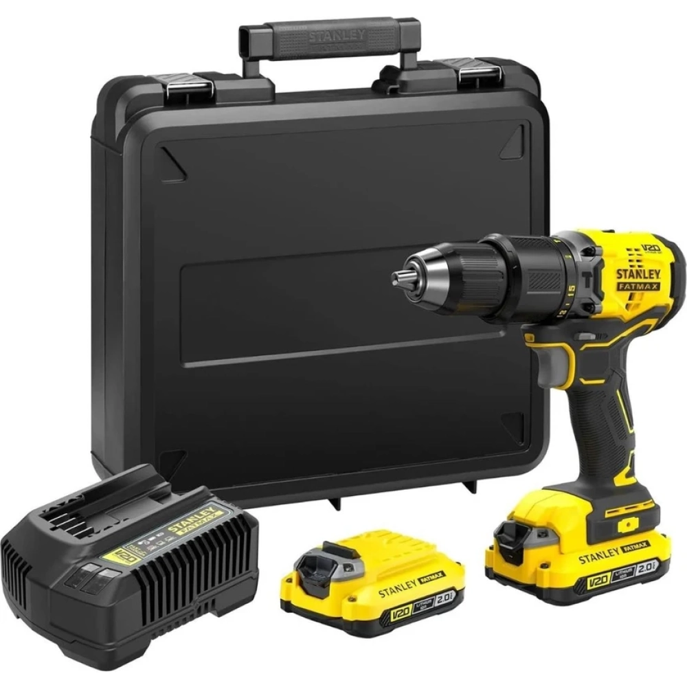 Stanley 18V 2.0AH V20 Li-Ion Çift Akülü Kömürsüz Darbeli Matkap SBD715D2K-TR