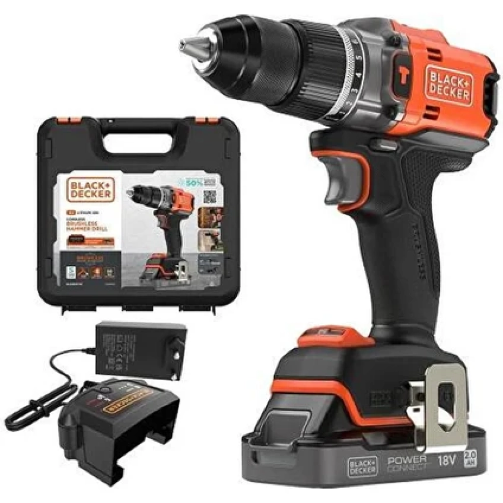 Black&decker BLD683D1XK-QW 18V Powerconnect™ Akülü Darbeli Matkap (Fırçasız, 1x 2,0AH Akü, 1A Şarj Cihazı ve Kit Kutusu Ile)