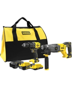 Stanley Kömürsüz 2'li Set 18V Stanley® Fatmax® V20, Darbeli Matkap +  Sds+ Darbeli Çekiç, 1X4AH, 1X2AH Akü, Şarj Cihazı ve Soft Çanta