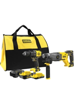 Stanley Kömürsüz 2'li Set 18V Stanley® Fatmax® V20, Darbeli Matkap +  Sds+ Darbeli Çekiç, 1X4AH, 1X2AH Akü, Şarj Cihazı ve Soft Çanta
