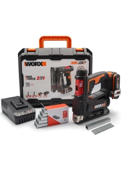 Worx WX843 20VOLT/2.0AH. Li-Ion Şarjlı Profesyonel 6-14MM Zımba ve 15MM Çivi Çakma + 3500 Adet Yedek Zımba ve Çivi