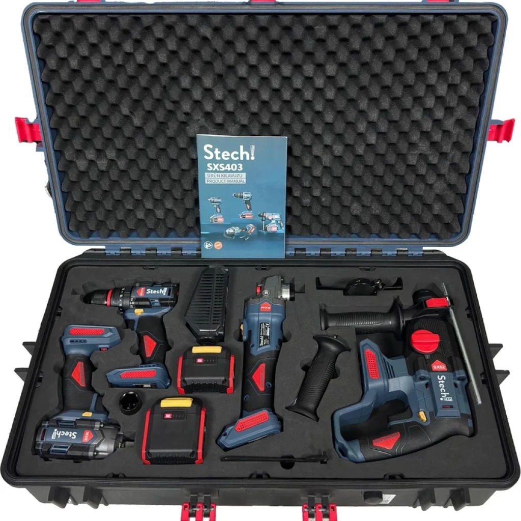 Stech-End 20V Akülü Vidalama Seti 4 'lü 2 Akü ile Hafif ve Taşınabilir Kullanım İçin Uygun SXS402