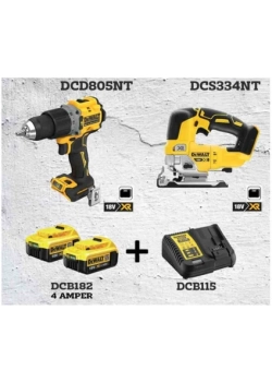 Dewalt DCD805NT Darbeli Vidalama ( 90 Nm ) +  DCS334NT Dekupaj Testere + 2x4 Ah Akü + 1 Adet Dolum Cihazı