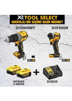 Dewalt DCD805NT (90 NM)+DCF850NT ( 200 Nm )+2x4 Ah Akü+ 1 Adetdolum Cihazı