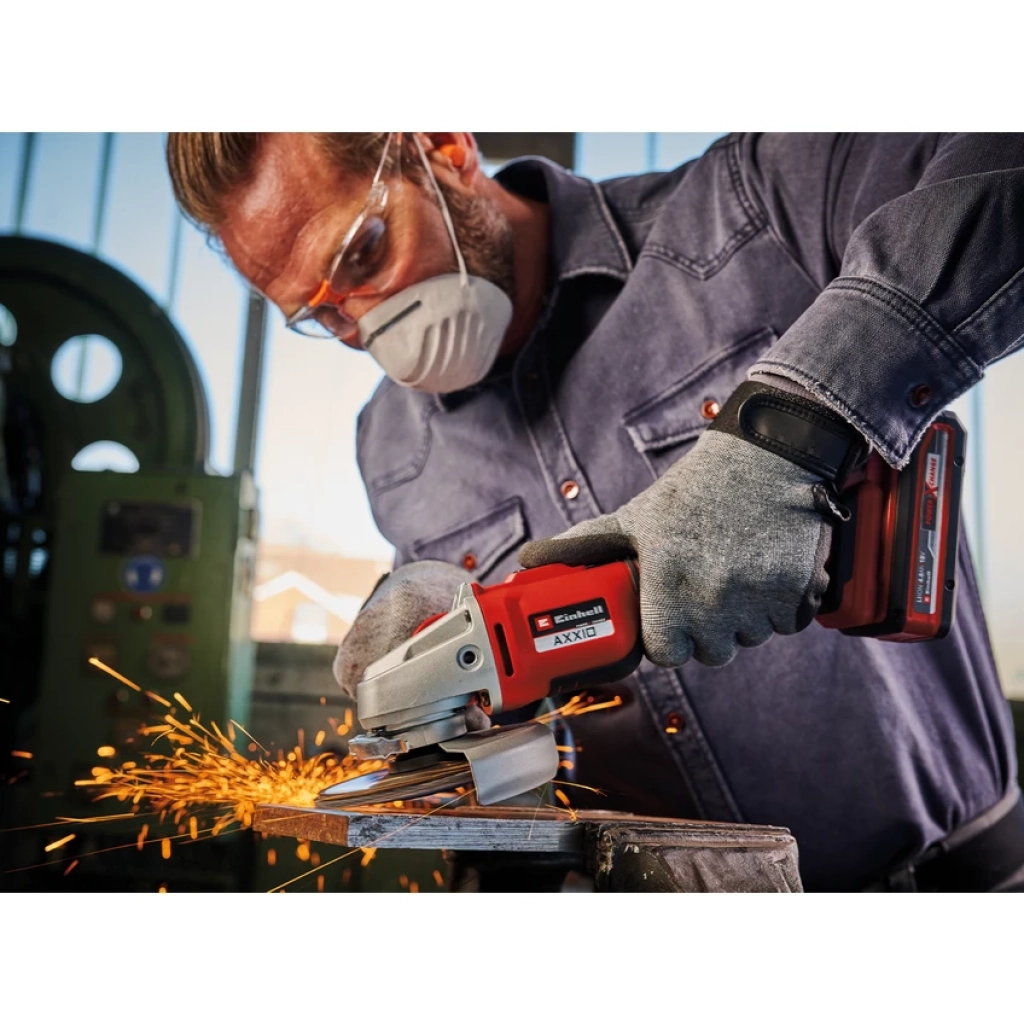 Einhell Professional Akülü Avuç Taşlama AXXIO 18/125 Q Li-Solo Power X-Change (18 V, 700 W, 125 mm disk Ø, 33 mm kesme derinliği, kömürsüz, Quick-Fix 