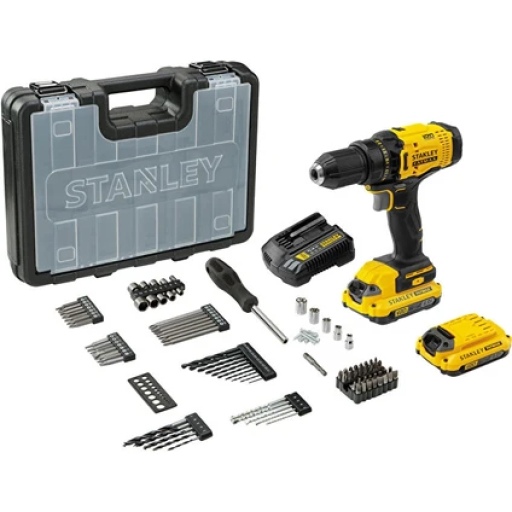 Stanley New SCD700D2KA  18V 2AH V20 Çift Akü Darbesiz MATKAP+100 Akses. Yeni