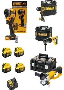 Dewalt DCD805 Darbeli Vidalama+DCF850TORK Vidalama+DCH133 Kırıcı Delici+DCG412 Avuç Taşlama+4 x 4 Ah Akü + 1 Adet Dolum Cihazı