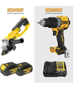 Dewalt DCD805NT 18V Darbeli Matkap + DCG412NT 18V Taşlama + 2 Akülü Ikili Set