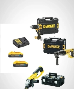 Dewalt DCH133NT ( 2.6j ) + DCD805NT ( 90 Nm ) + DCG412NT ( 125 mm ) + 2x 5 Ah Powerstackakü + 1 Adet Dolum Cihazı