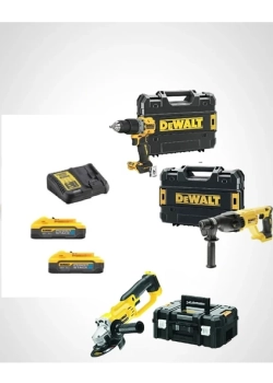 Dewalt DCH133NT ( 2.6j ) + DCD805NT ( 90 Nm ) + DCG412NT ( 125 mm ) + 2x 5 Ah Powerstackakü + 1 Adet Dolum Cihazı