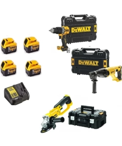Dewalt DCH133NT ( 2.6j ) + DCG412NT ( 125 mm ) + DCD805NT ( 90NM ) + 4x 5 Ah Akü + 1 Adet Dolum Cihazı