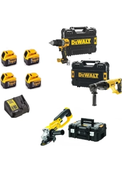 Dewalt DCH133NT ( 2.6j ) + DCG412NT ( 125 mm ) + DCD805NT ( 90NM ) + 4x 5 Ah Akü + 1 Adet Dolum Cihazı