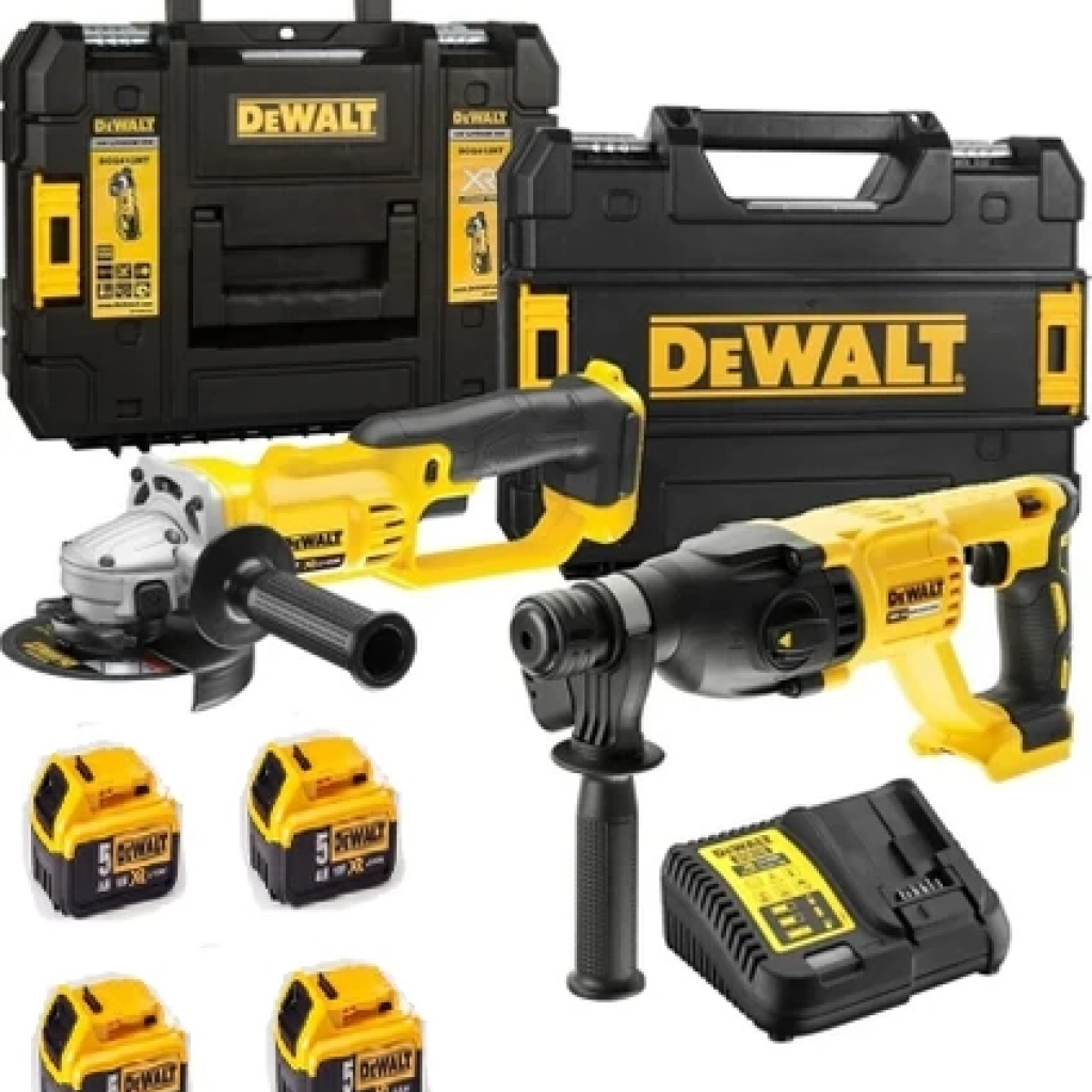 Dewalt DCH133NT Şarjlı Kırıcı Delici 2.6J+DCG412 Şarjlı Avuç Taşlama+4x 5AH Akü+1x Dolum Cihazı