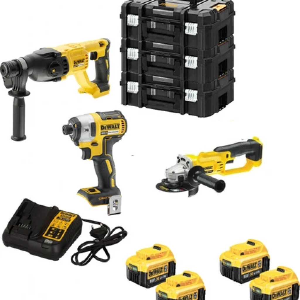 Dewalt DCH133NT Şarjlı Kırıcı Delici ve DCF887NT Darbeli Tornavida Makinesi+DCG412NT Şarjlı Taşlama + 4 x 4 Ah Akü + 1 x Dolum Cihazı