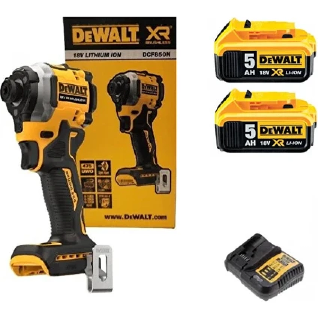 Dewalt DCF850NT Darbeli Vidalama ( 206 Nm )+ 2 Adet 5 Amper Akü + 1 Adet Dolum Cihazı