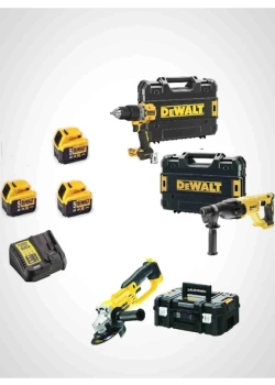 Dewalt DCD805NT ( 90 Nm ) + DCH133NT ( 2.6 J ) + DCG412NT ( 125 mm ) + 3x 5 Ah Akü+ 1 Adet Dolum Cihazı