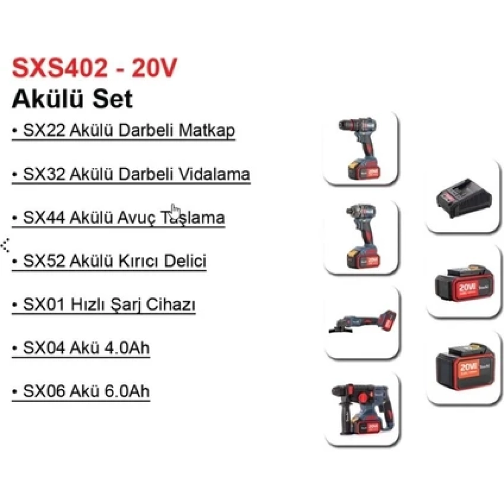 Stech End SXS402-20 V 4'lü Akülü Set