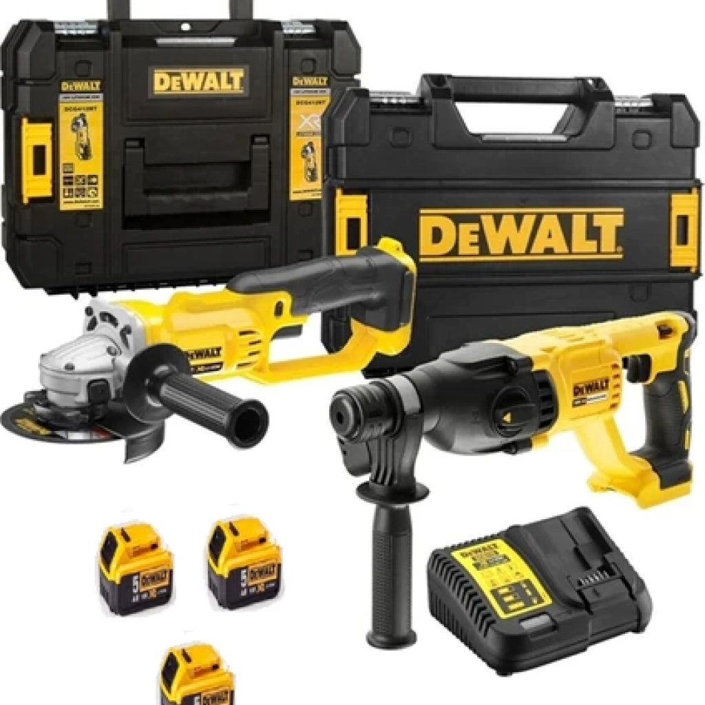Dewalt DCH133NT Şarjlı Kırıcı Delici + DCG412NT Şarjlı Avuç Taşlama + 3x5 Ah Akü + 1 x Dolum Cihazı