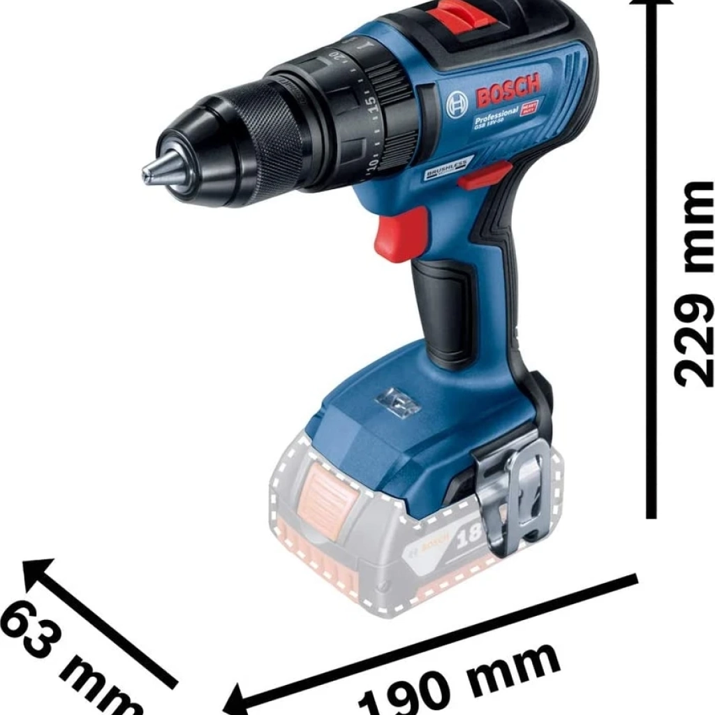 Bosch GSB 18V-50 Akülü Darbeli Delme/Vidalama Çift Akü