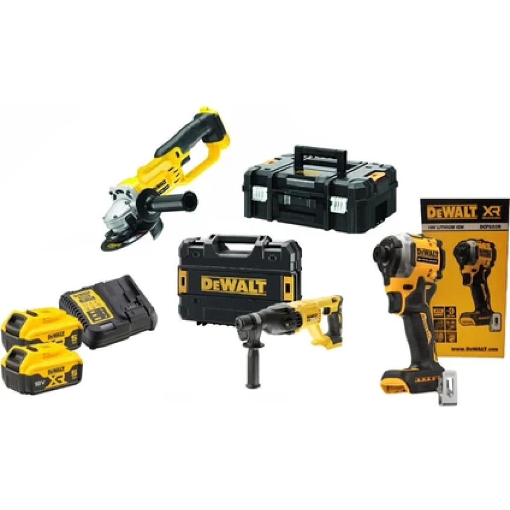Dewalt DCG412NT ( 125MM ) +DCH133NT ( 2.6 J ) + DCF850NT ( 205 Nm) + 2x 5 Ah Akü + 1 Adet Dolum Cihazı