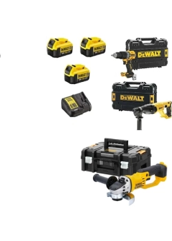 Dewalt DCD805NT Darbeli Vidalama ( 90 Nm )+DCH133NT Kırıcı Delici ( 2.6 J )+DCG412NT Taşlama (125 mm )+3X4AH Akü + 1 Adet Dolum Cihazı