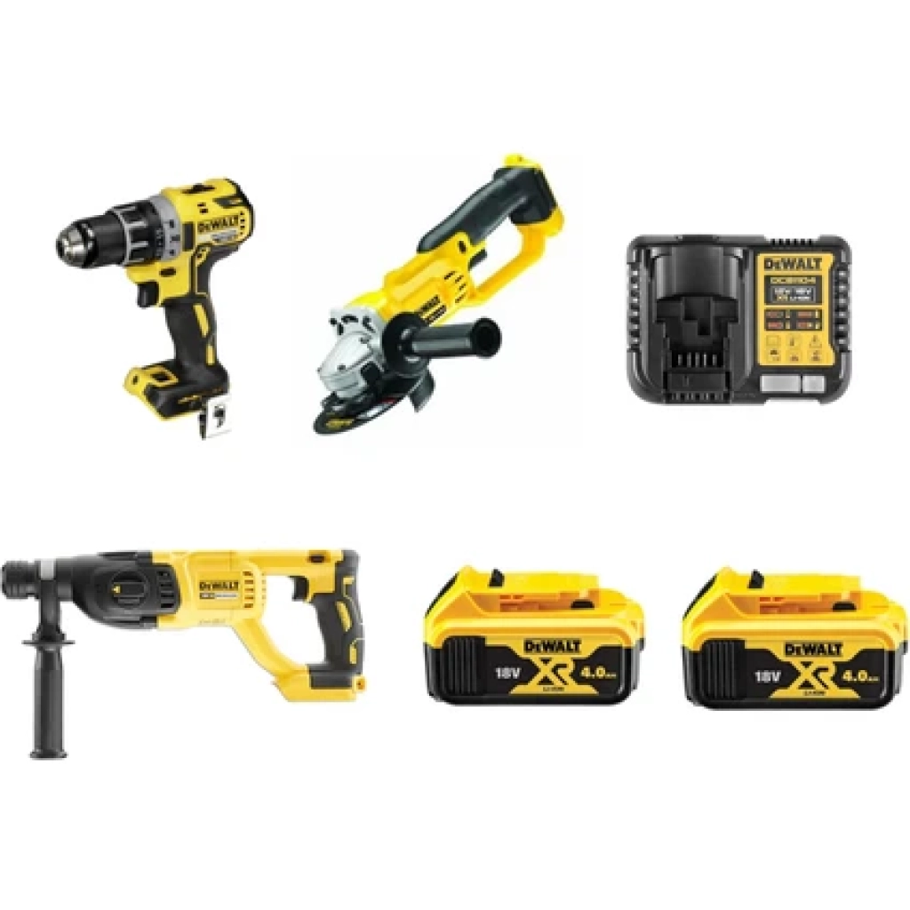 Dewalt DCD791NT + DCG412NT + DCH133NT + 2 x 5 Ah Akü + Şarj Cihazı