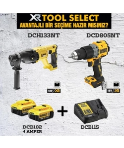 Dewalt DCD805NT 90NM Darbeli VIDALAMA+DCH133NT Kırıcı Delici 2.6J+2X4AH