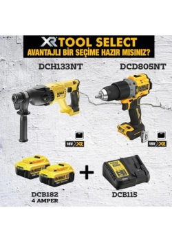 Dewalt DCD805NT 90NM Darbeli VIDALAMA+DCH133NT Kırıcı Delici 2.6J+2X4AH