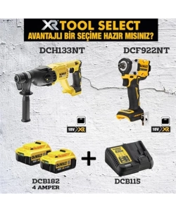 Dewalt DCH133NT Kırıcı Delici 2.6J+DCF922NT Somun Sıkma ( 406 Nm )+2X4AH Akü+Şarj Cihazı