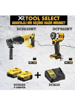 Dewalt DCH133NT Kırıcı Delici 2.6J+DCF922NT Somun Sıkma ( 406 Nm )+2X4AH Akü+Şarj Cihazı