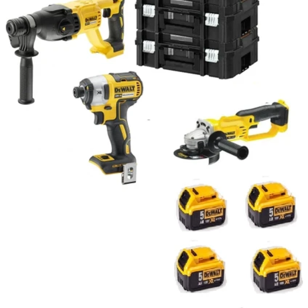Dewalt DCH133NT( 2.6j )+DCF887NT( 206 Nm )+DCG412NT( 125 mm )+ 4ADET 5 Amper Batarya +1 Adet Dolum Cihazı