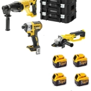 Dewalt DCH133NT( 2.6j )+DCF887NT( 206 Nm )+DCG412NT( 125 mm )+ 4ADET 5 Amper Batarya +1 Adet Dolum Cihazı