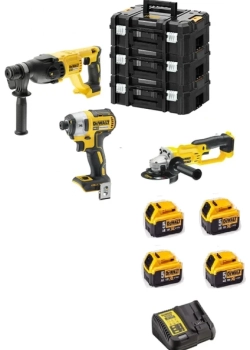 Dewalt DCH133NT( 2.6j )+DCF887NT( 206 Nm )+DCG412NT( 125 mm )+ 4ADET 5 Amper Batarya +1 Adet Dolum Cihazı